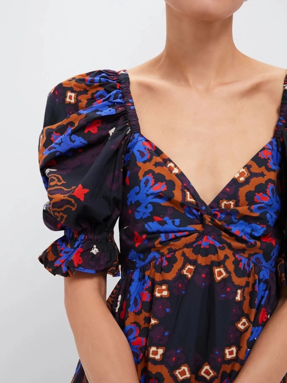 Cleobella Colorful Venezia Print NWT Organic Cotton Puff Sleeve Size S POCKETS